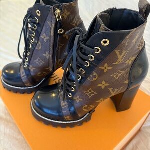 Louis Vuitton Star Trail Ankle Boot Black and Brown Lace Up